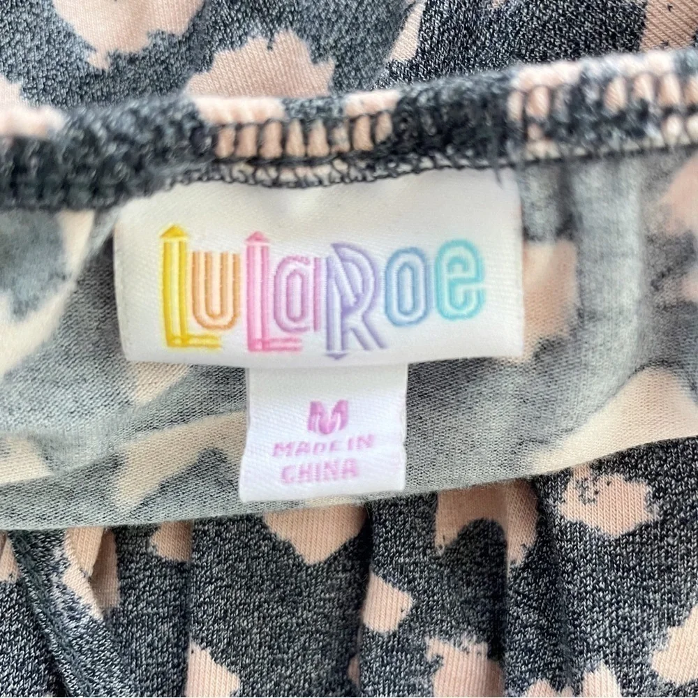 LULAROE Pink & Gray Leopard Long Sleeve Peasant Dress Women’s Size Medium